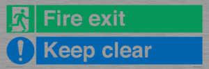 Fire exit Keep clear dual sign